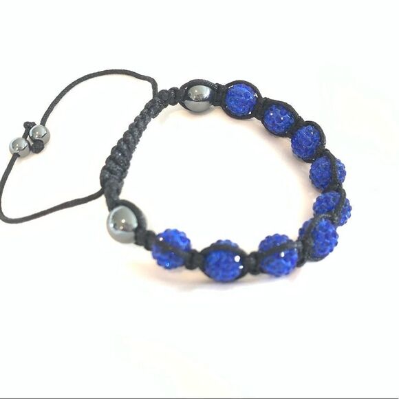 Royal blue  sparkling crystal bead bracelet 9 bead - Picture 2 of 5